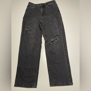 SO 90s Grunge Relaxed Fit Distressed Black Jeans Size 5/27W